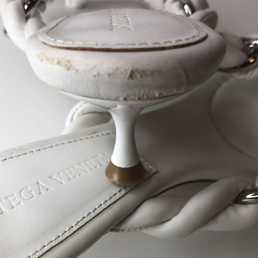Bottega Venetta Dot Sandal White with Silver chain Accent Size 39 EU (7.5-8US) - Picture 8 of 14